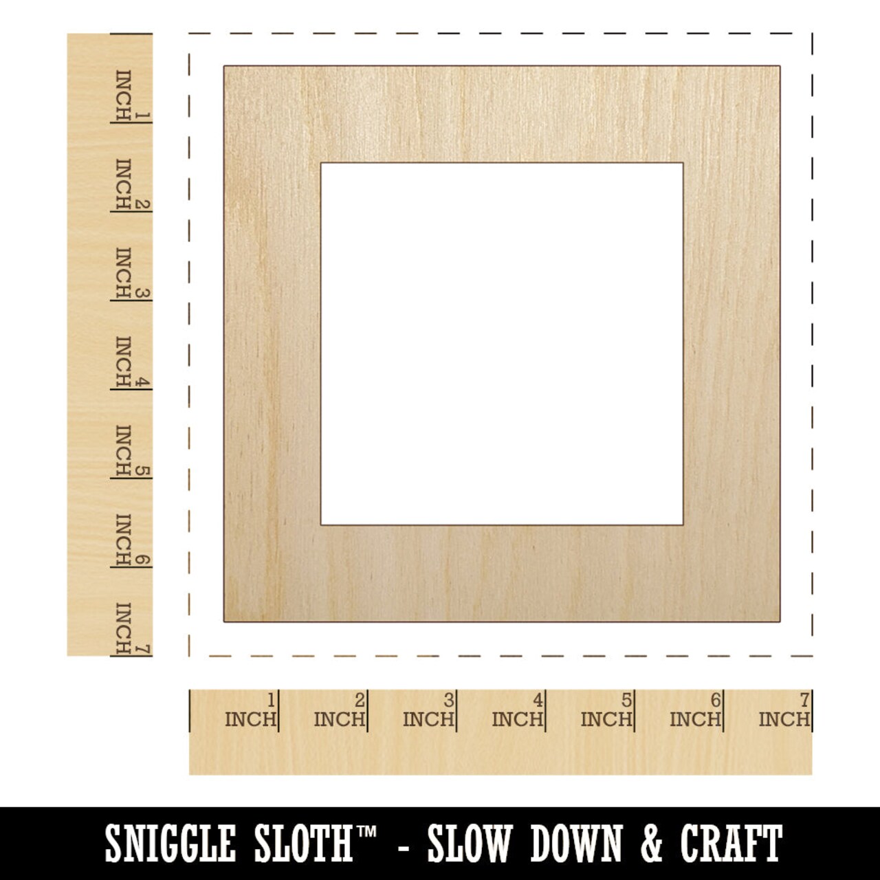 Square Box Frame Unfinished Wood Shape Piece Cutout for DIY Craft Projects
